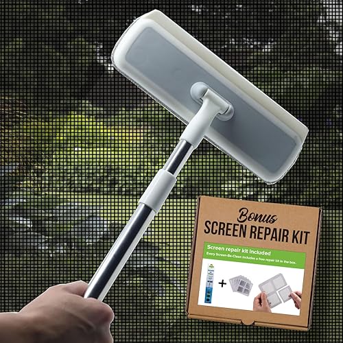 Eco-Gals Screen-Be-Clean All Purpose Screen Cleaner Brush, Duster, Window Squeegee Tool Kit for Wet and Dry Use on Glass Windows, Mesh Screens