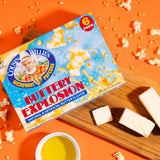 Cousin Willie's Microwave Popcorn Bags, Buttery Explosion (6 Bags), Gourmet Popcorn Boxes for Party, Whole Grain Popcorn, Gluten Free, Low Calorie