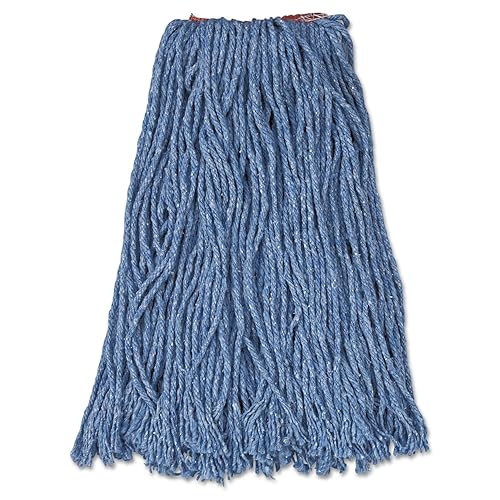 Rubbermaid Commercial F51612BLUCT Cotton/Synthetic Cut-End Blend Mop Head, 16oz, 1" Band, Blue (Case of 12)