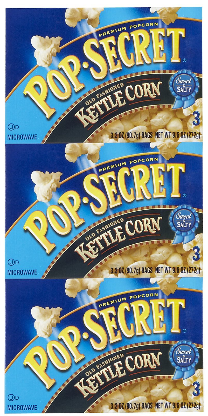 Pop Secret Kettle Corn Microwave Popcorn 3ct (3.2oz Bags), 9.6oz Box (Pack of 1) - Microwave Popcorn, Non-GMO Popcorn, Sweet Crunchy Kettle Corn