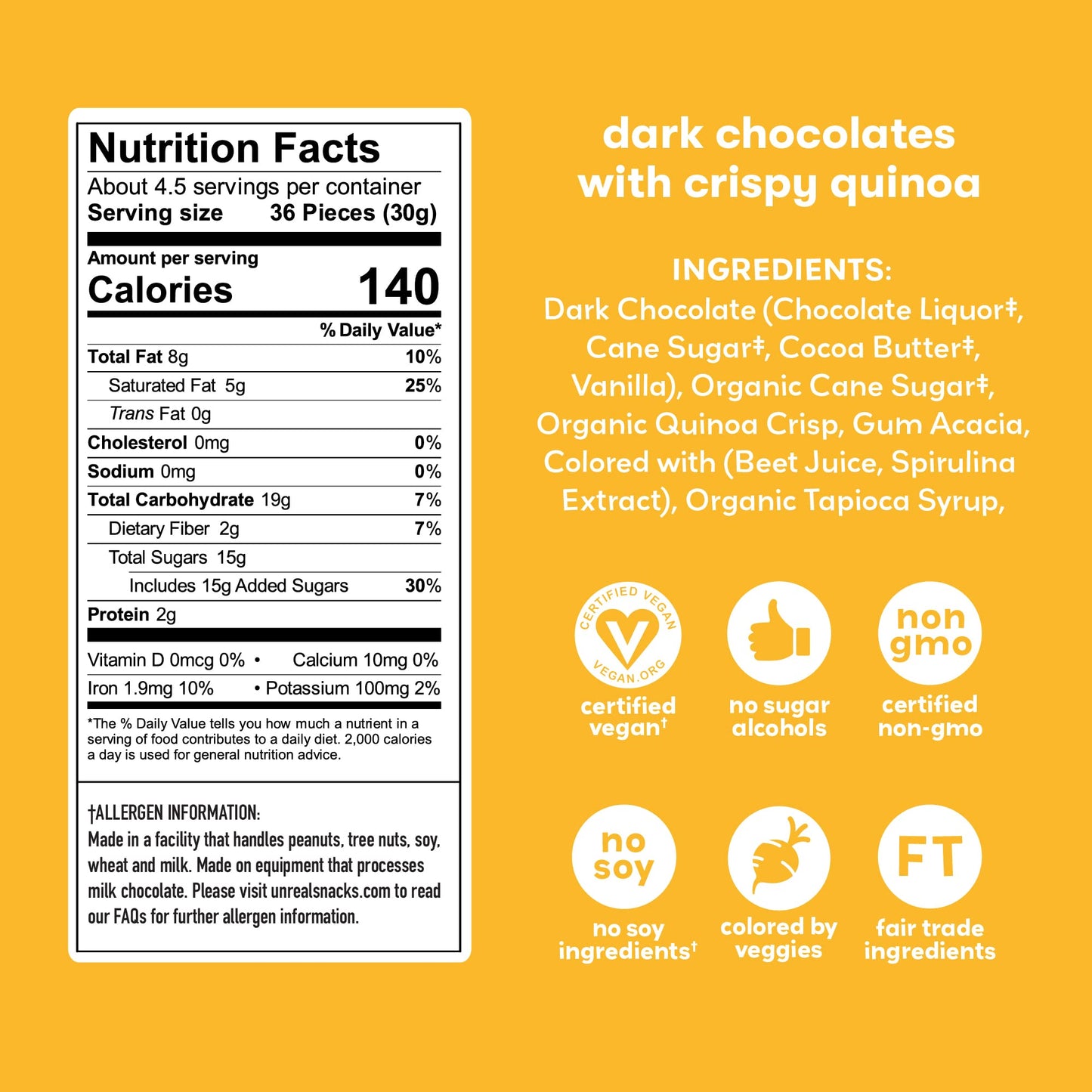 Unreal, Candy Coated Chocolate Crispy Quinoa Gems Bag, 5 Ounce