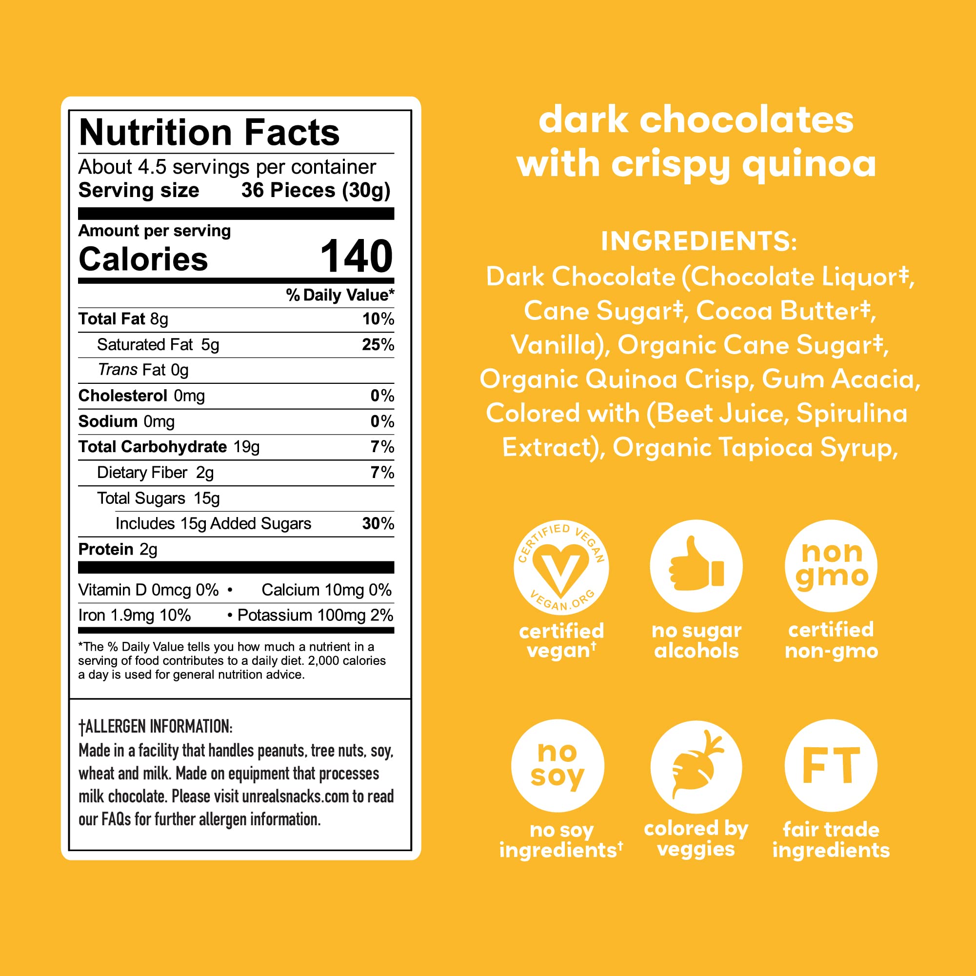 Unreal, Candy Coated Chocolate Crispy Quinoa Gems Bag, 5 Ounce