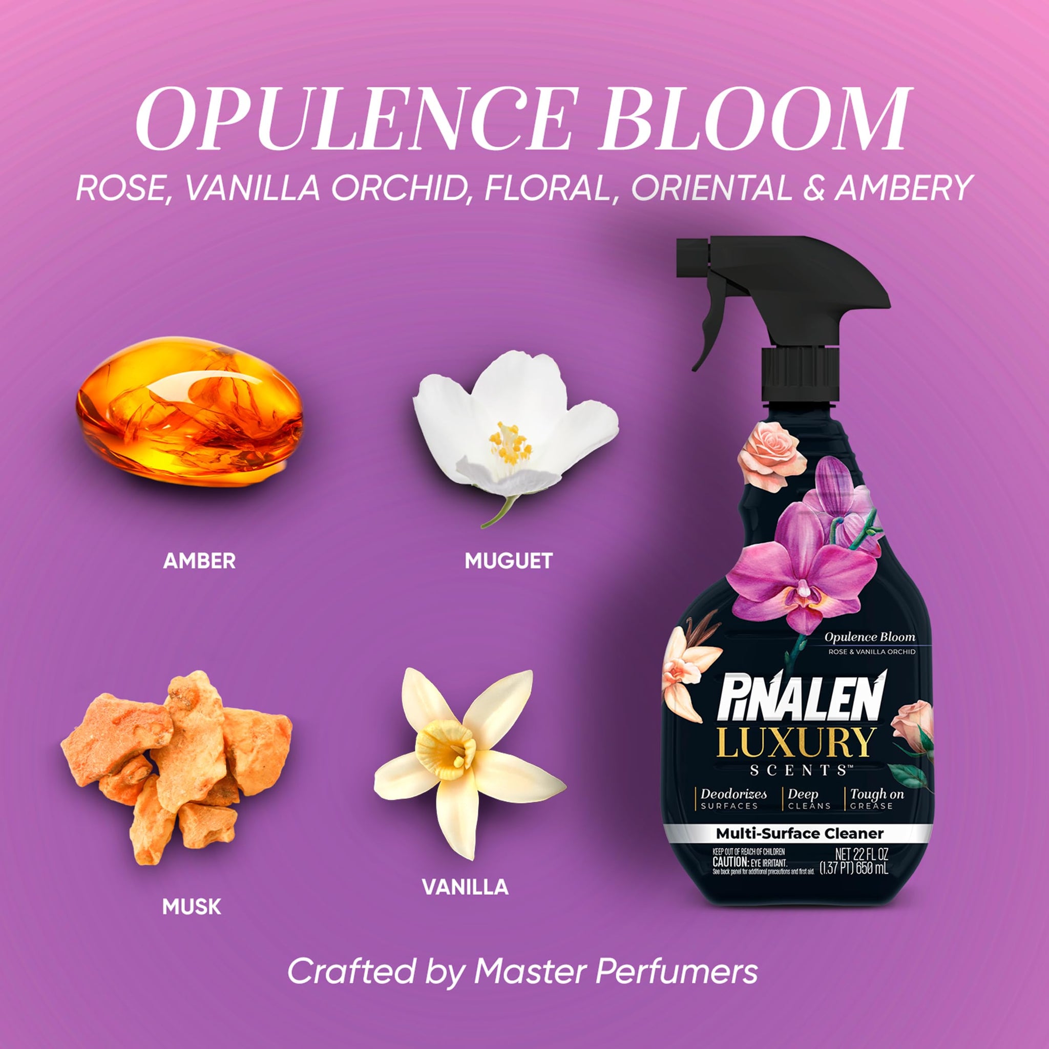 PINALEN Luxury Scent Multipurpose Cleaning Spray - Opulence Bloom - 22 fl oz - All Purpose Cleaner for Kitchen, Bathroom & Surfaces