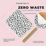 Earthly Co. Reusable Paper Towels - 10 Pack - Roll of Washable Cotton Cloth Paper Towels - Paperless Reusable Napkins Cloth Washable - Absorbent +