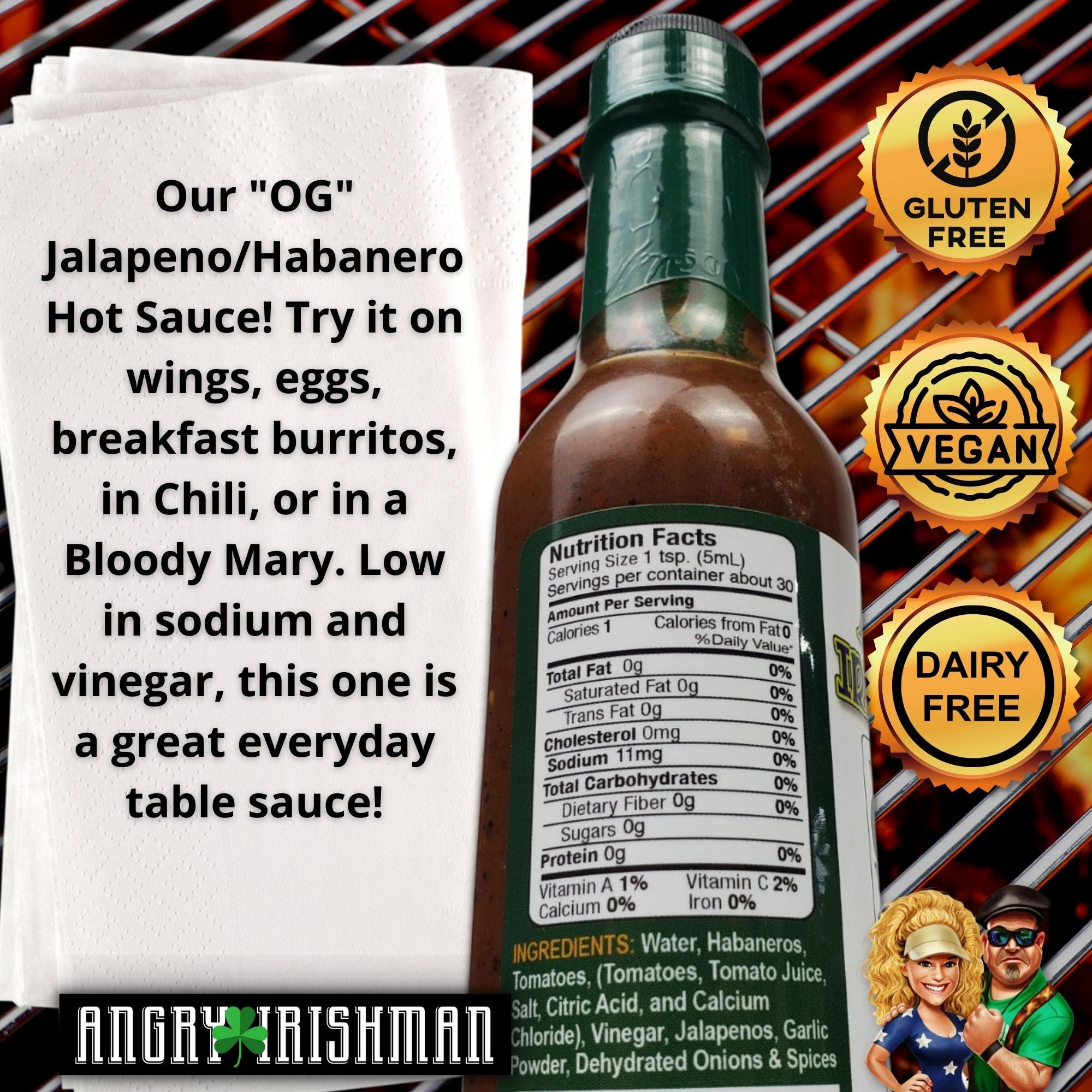 Original Habenero & Jalapeno Pepper Spicy Hot Sauce made with Fresh Tomato Juice, Onion and Garlic, Low in Sodium Great on Eggs, Chicken, Shrimp