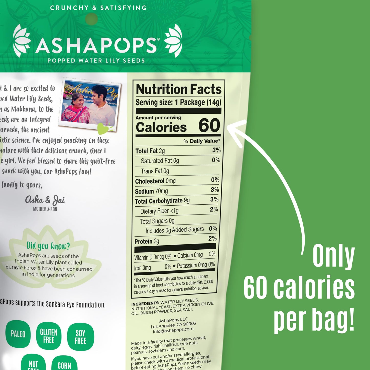 AshaPops Vegan Cheese Flavored Popped Water Lily Seeds, 0.5 oz (Pack of 12) - Gluten-Free, Vegan, Paleo, Nut-Free, Corn-Free, Soy-Free, Non-GMO