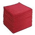 JD Homease Microfiber Cleaning Cloths,12 Pack, 16"x16", All-Purpose, Softer, Highly Absorbent, Lint-Free, Reusable, Washable Pro Towels, Red