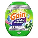 Gain Flings Laundry Detergent Pacs with Odor Defense, 102 Count, Super Fresh Blast Scent, HE 3in1 Detergent Pacs with Febreze and Oxi