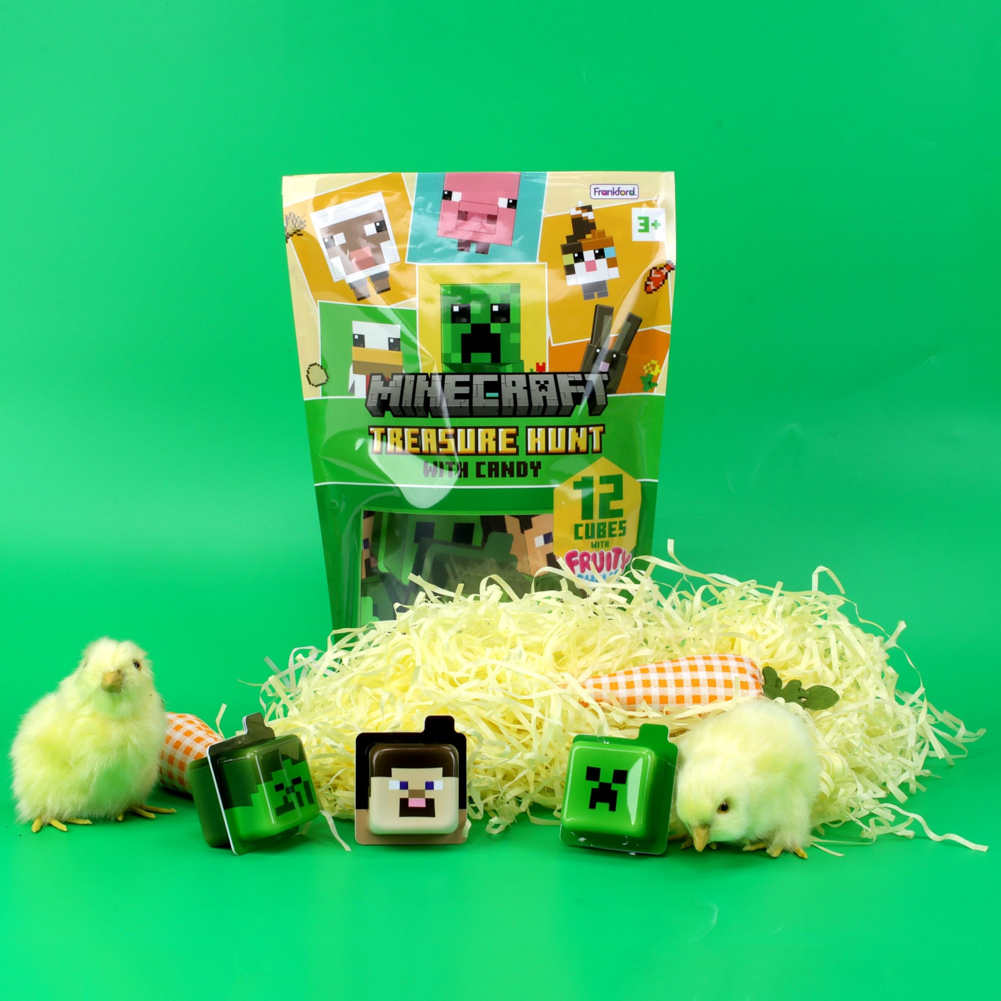Frankford Minecraft Pre-filled Plastic Egg Easter Basket Stuffers with Fruity Chew Candy, 15 Count