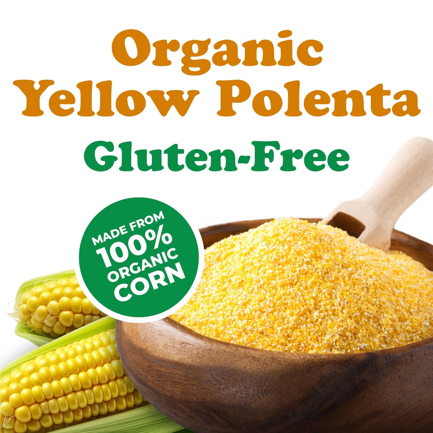 Food to Live Gluten-Free Organic Yellow Polenta, 5 Pounds - Premium Italian Stone-Ground Cornmeal, Non-GMO, Vegan, Kosher - Perfect for Creamy Dishes
