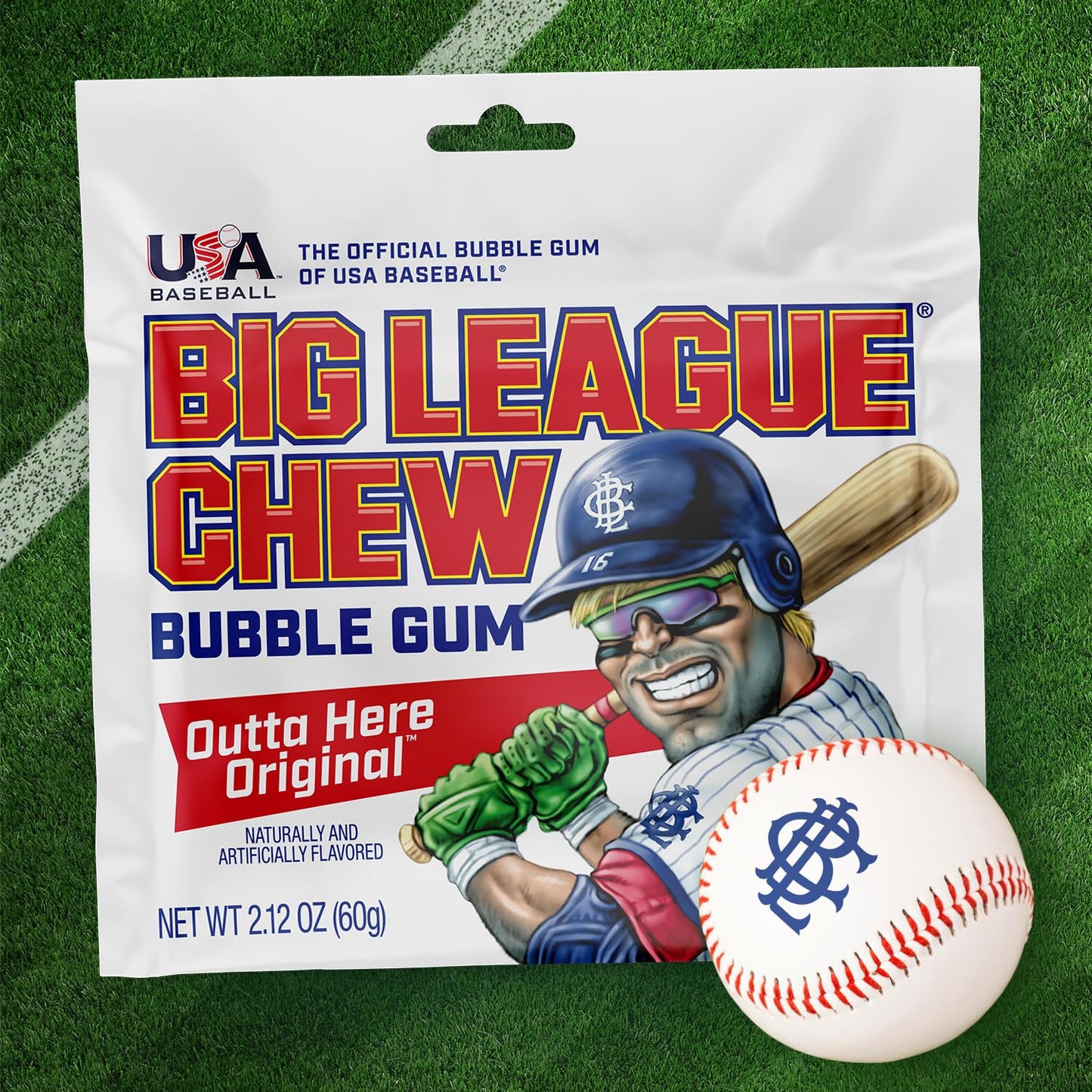 Big League Chew Outta Here Original Bubble Gum - Classic Ballpark Flavor | Perfect for Baseball Games, Teams, Concessions, Parties, and More | Pack