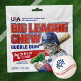 Big League Chew Outta Here Original Bubble Gum - Classic Ballpark Flavor | Perfect for Baseball Games, Teams, Concessions, Parties, and More | Pack