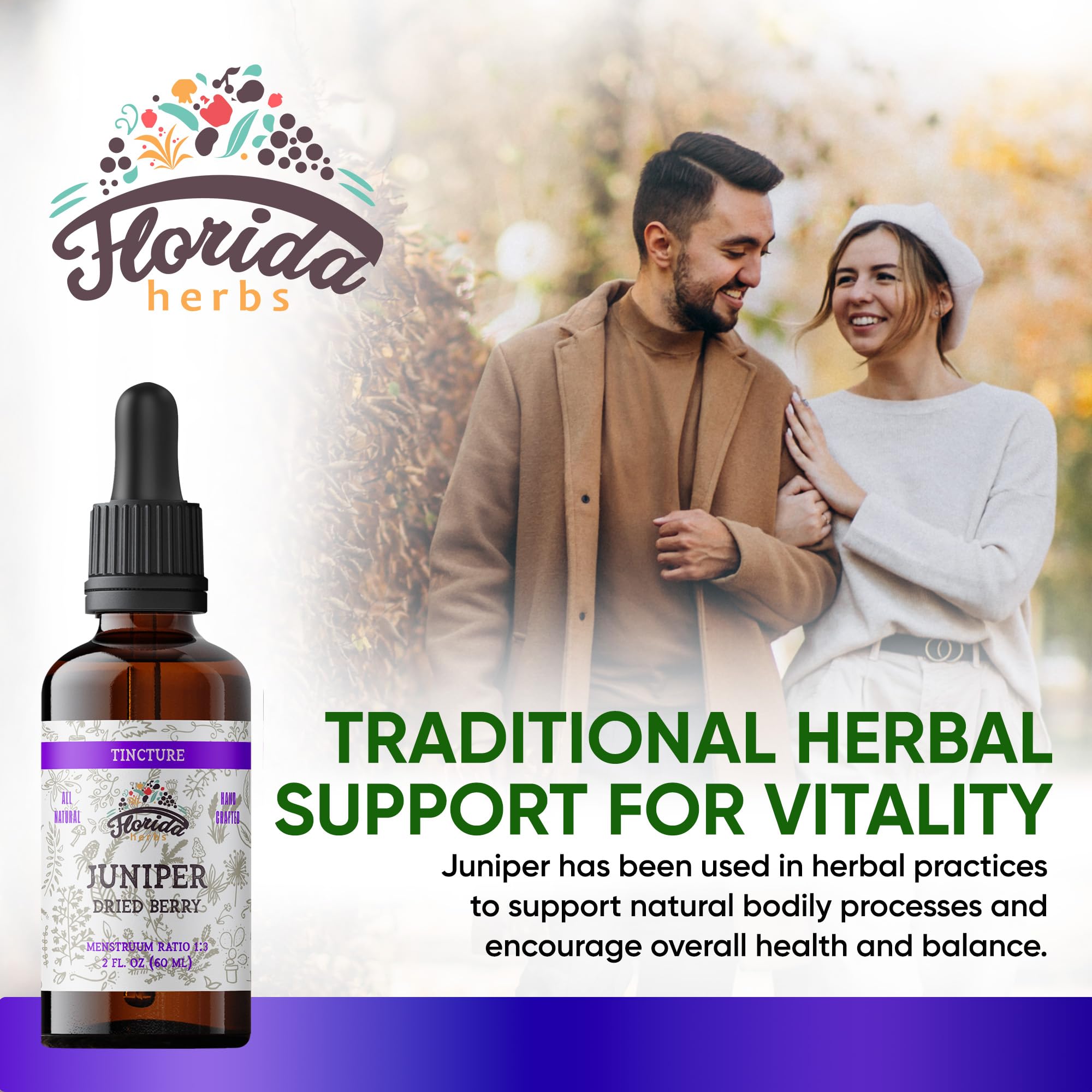 FLORIDA HERBS Juniper Tincture Alcohol-Free, Organic Juniper Berry Extract (Juniperus communis) - Non-GMO in Cold-Pressed Organic Vegetable Glycerin