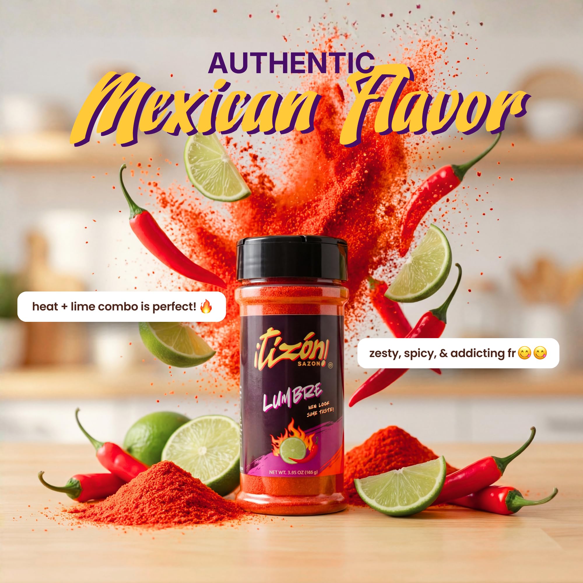 Tizon Lumbre Mexican Seasoning Powder, Fuego Flavor, Snack Seasoning for Popcorn, Chips, Nuts, Fruits