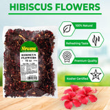 Premium Dried Hibiscus Flowers - Whole Flower Petals for Herbal Infusions, Loose Leaf Blends, and Culinary Use - Great with Dandelion Root, Raspberry