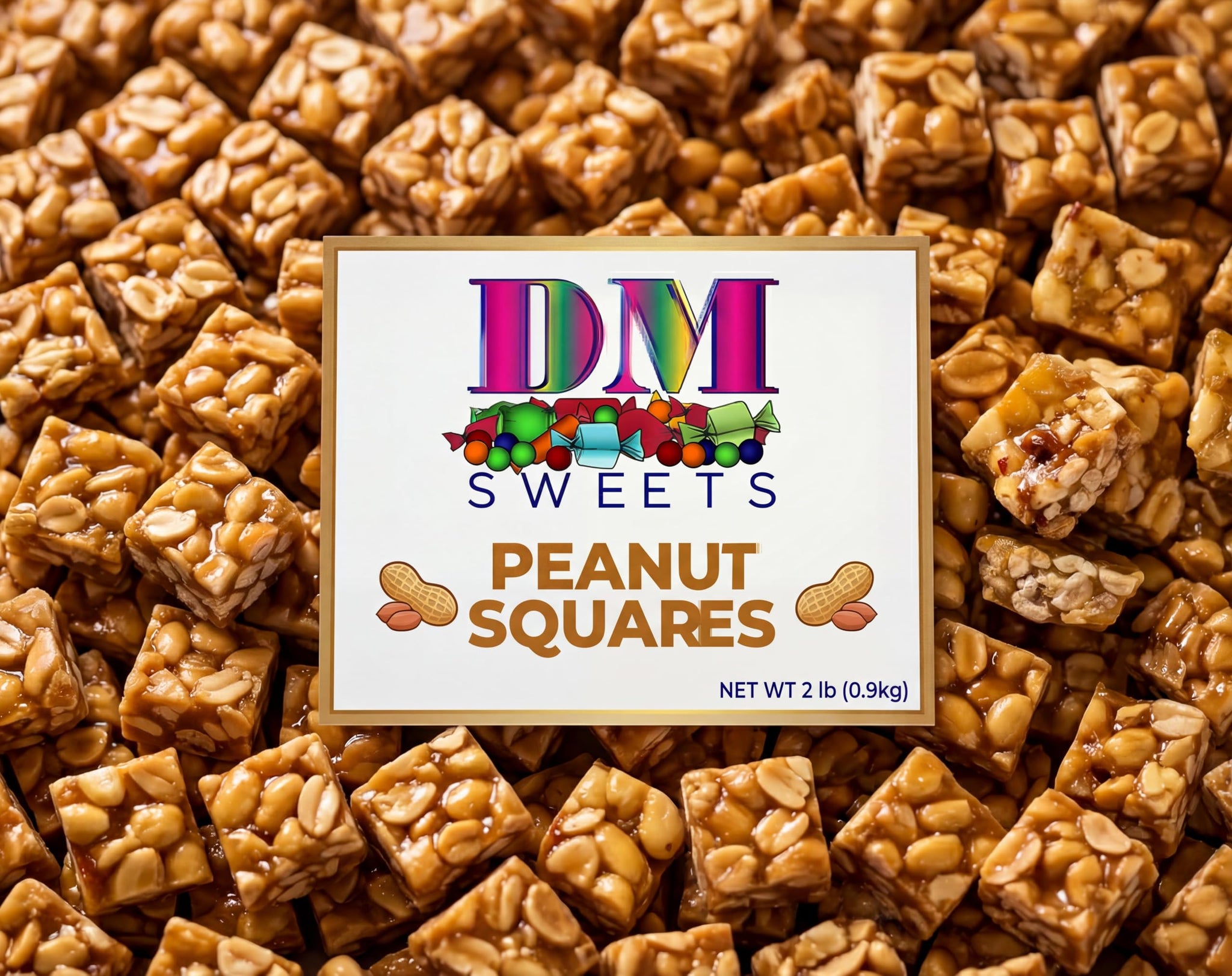Old?Fashioned Peanut Squares - 2 lb Resealable Bag - Crunchy Bites Made with Roasted Peanuts - Classic Retro Treat for Snacking, Candy Dishes & Gifts