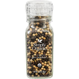 Simply Organic Whole Pepper Grinder, 3 Ounce Bottle, Blend of Black, White and Green Peppercorn for Complex Flavor