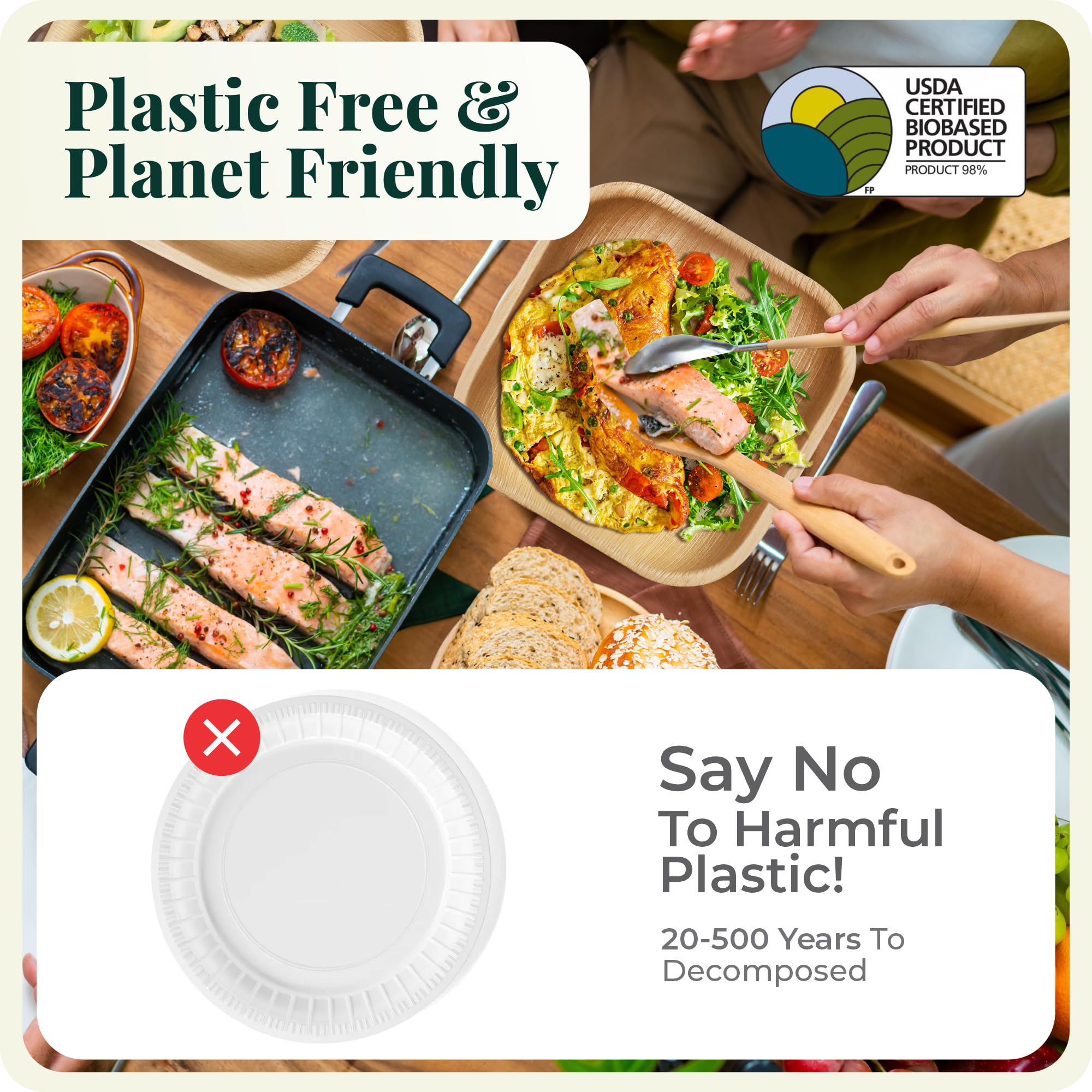 Disposable Palm Leaf Bamboo Tray and Oval Platter Disposable Charcuterie Boards Plates and Party Platters Trays Eco Compostable Wooden Food Platters