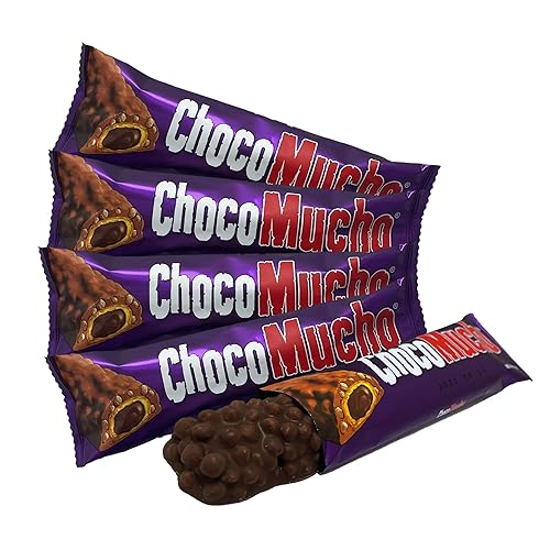Choco Mucho | Caramel Creamy Chocolate Cookie Candy Bars | Soft Chocolate & Crispy Cereal & Layers of Wafer | Pack of 5