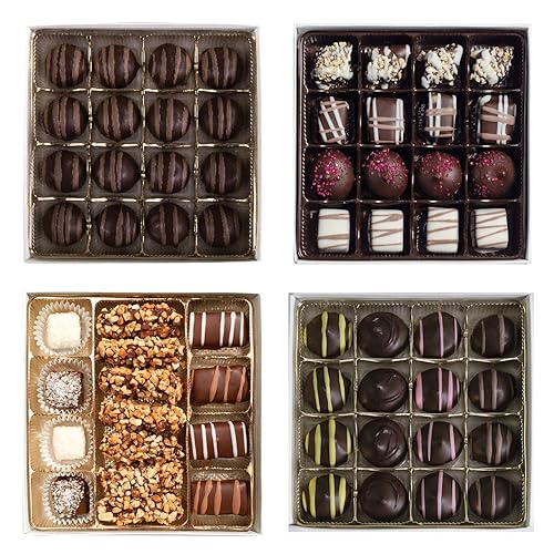 Valentine's Day Chocolate Gift Set - 4 Dairy Free Vegan Gift Boxes - 63 Pc Gourmet Chocolates - Kosher Parve Assorted Valentine Candy for Her