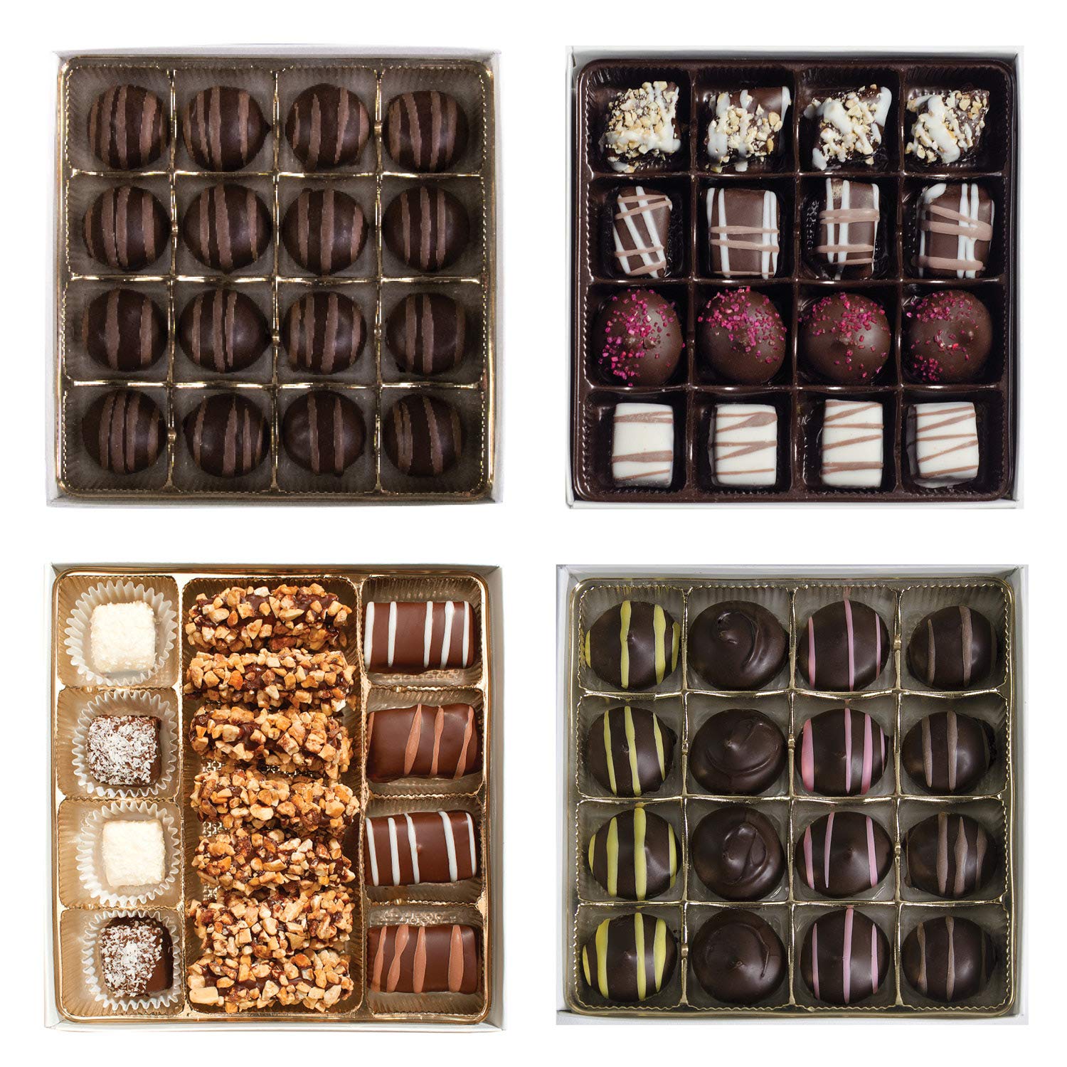 Valentine's Day Chocolate Gift Set - 4 Dairy Free Vegan Gift Boxes - 63 Pc Gourmet Chocolates - Kosher Parve Assorted Valentine Candy for Her