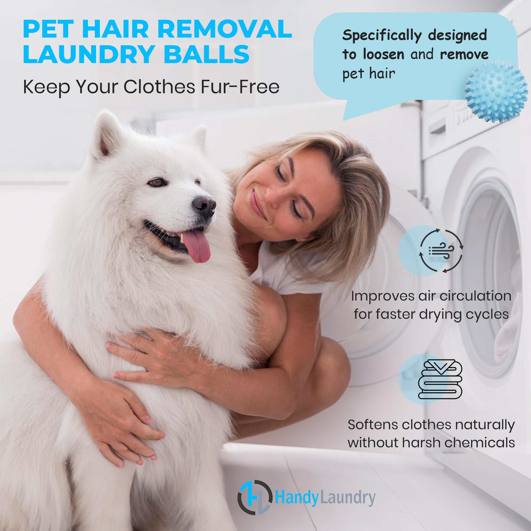 Handy Laundry Reusable Laundry Dryer Balls - A Natural Alternative to Fabric Softener, Reduce Drying Time and Save on Energy, Soft Fluffy Clothes