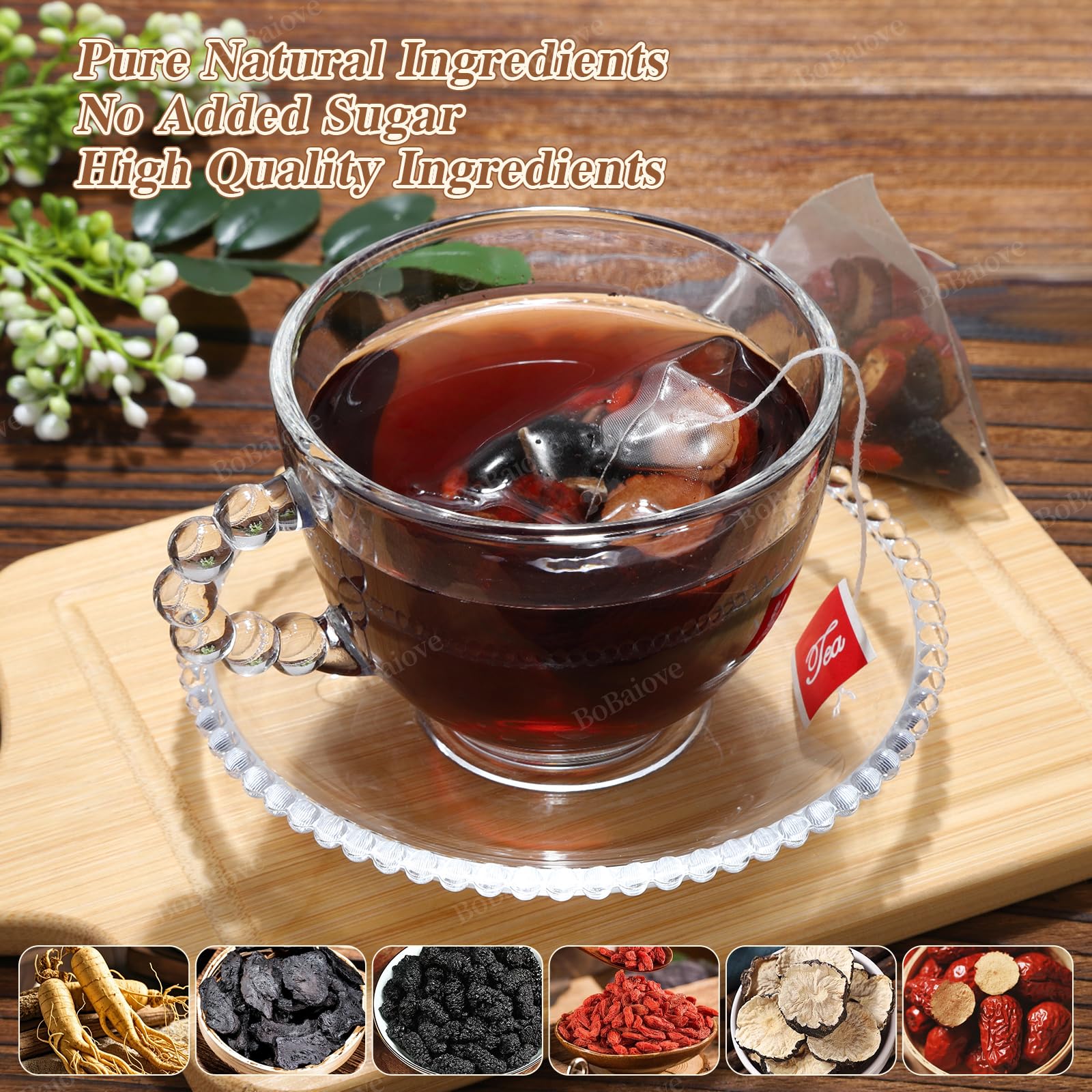 Kidney Tea Formula Ginseng Six Treasure Tea, Traditional Chinese Herbal Kidney Cleanse Detox Teas for Women and Men, 6 Precious Ingredients Formula (2