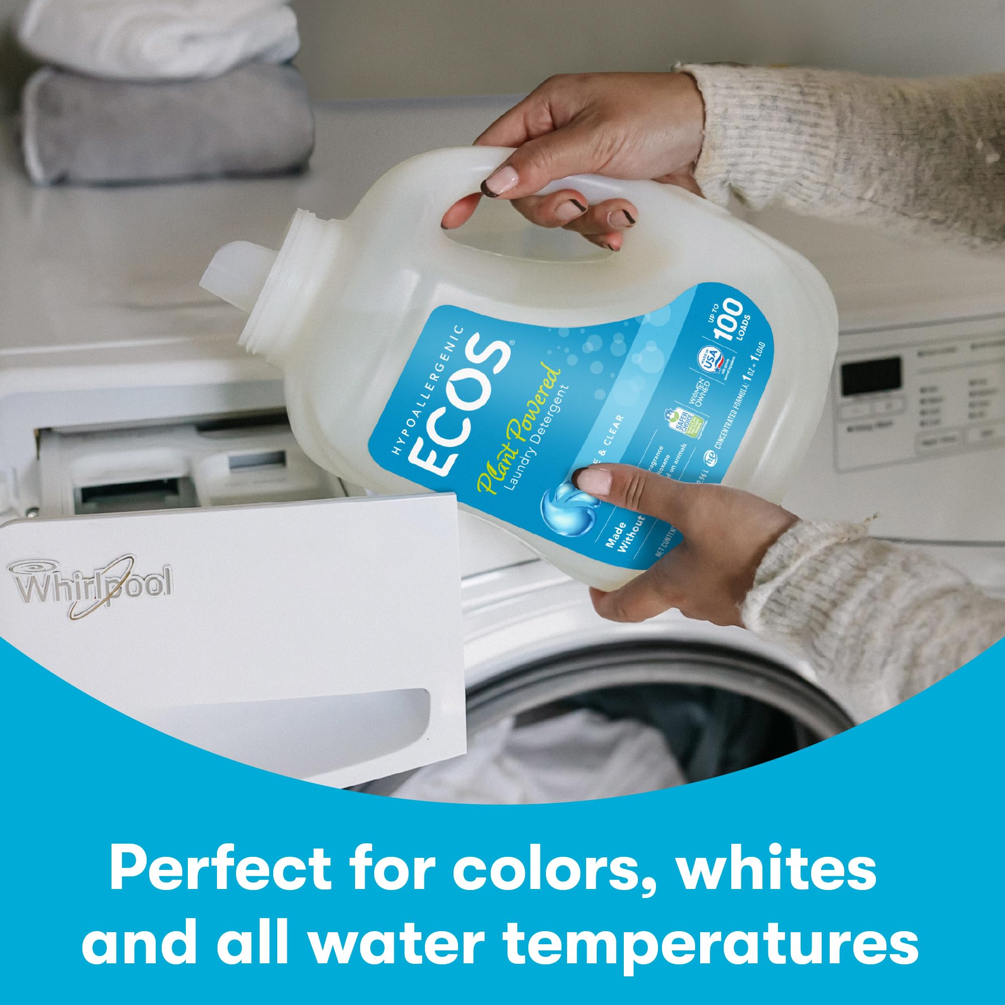 ECOS Laundry Detergent Liquid, 100 Loads - Dermatologist Tested Laundry Soap - Hypoallergenic, EPA Safer Choice Certified, Plant-Powered - Lavender