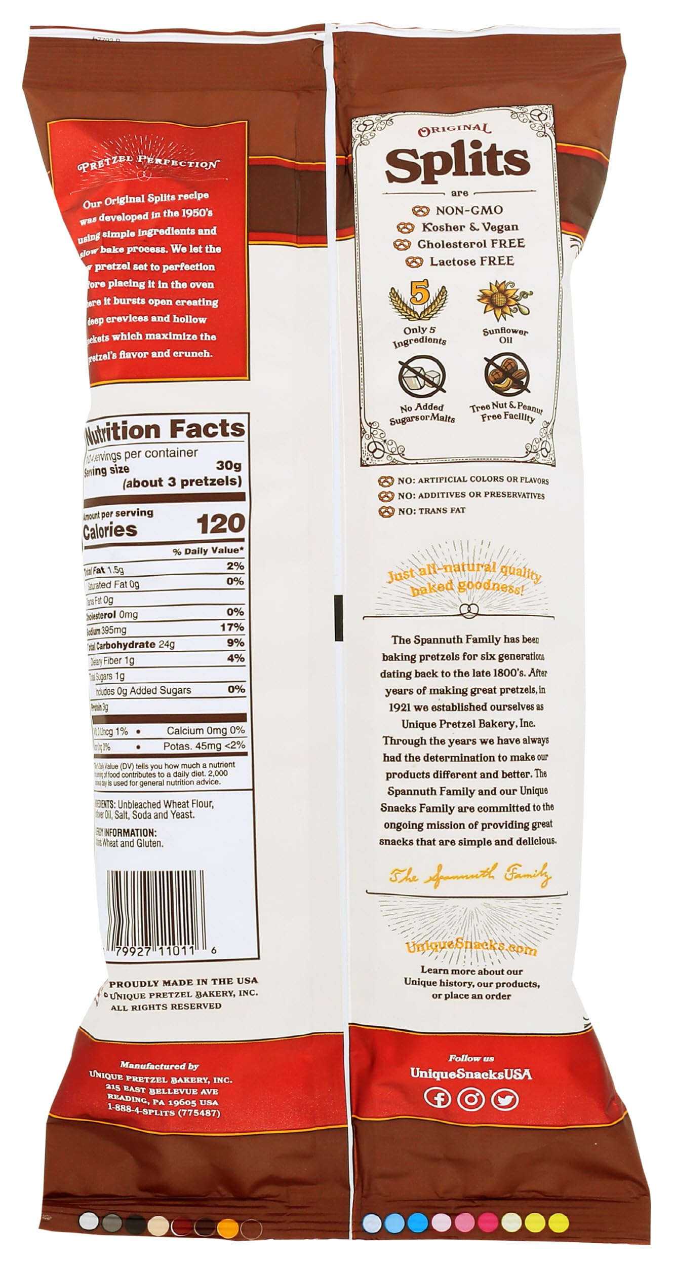 Unique Snacks, Pretzel Splits, 11 Ounce