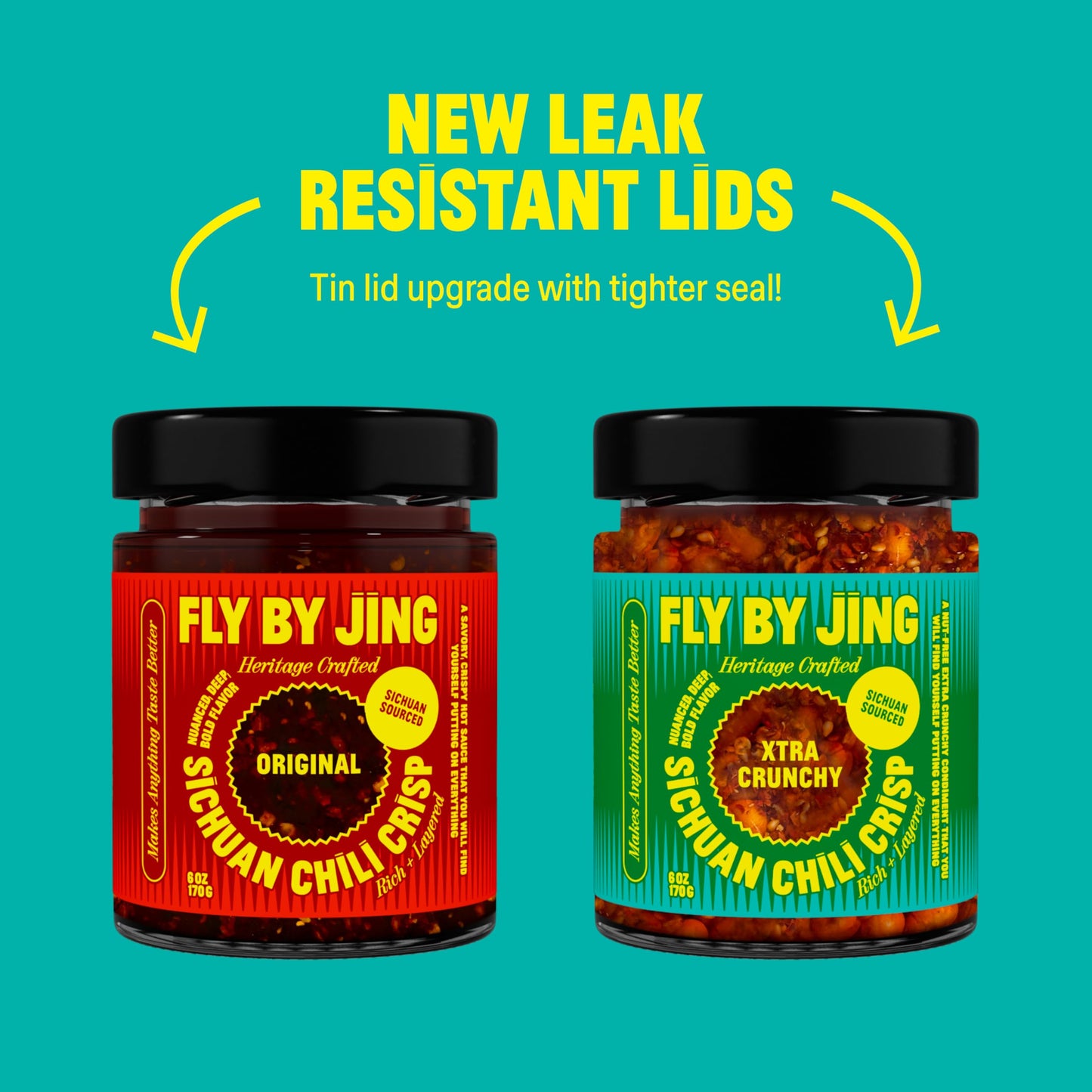 FLYBYJING Original + Xtra Crunchy Sichuan Chili Crisp Duo: Premium Chili Sauces Good on Noodles, Proteins, Veggies & Everything - Spicy, Savory