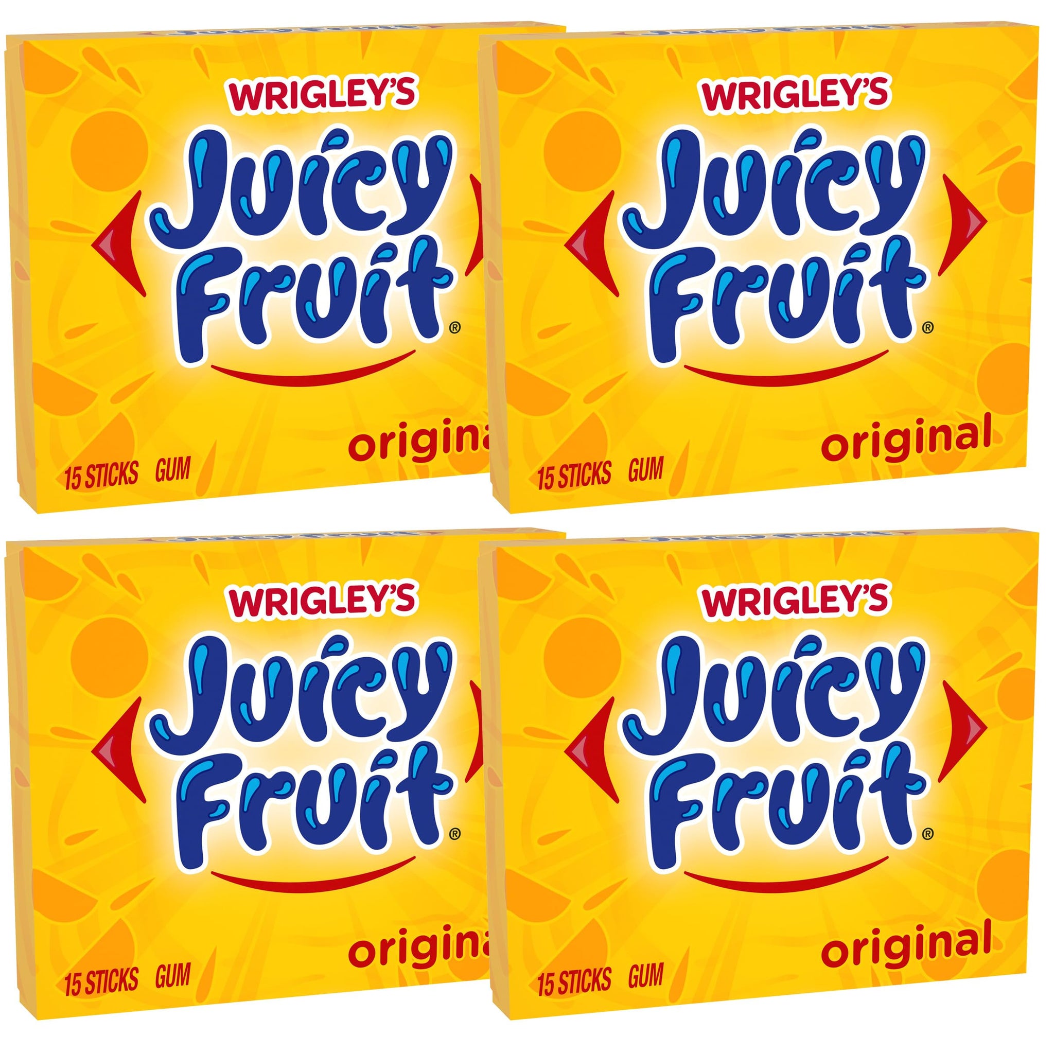 Wrigley Juicy Fruit Chewing Gum, 15 Stick (Pack of 4), 60 Gum Pieces