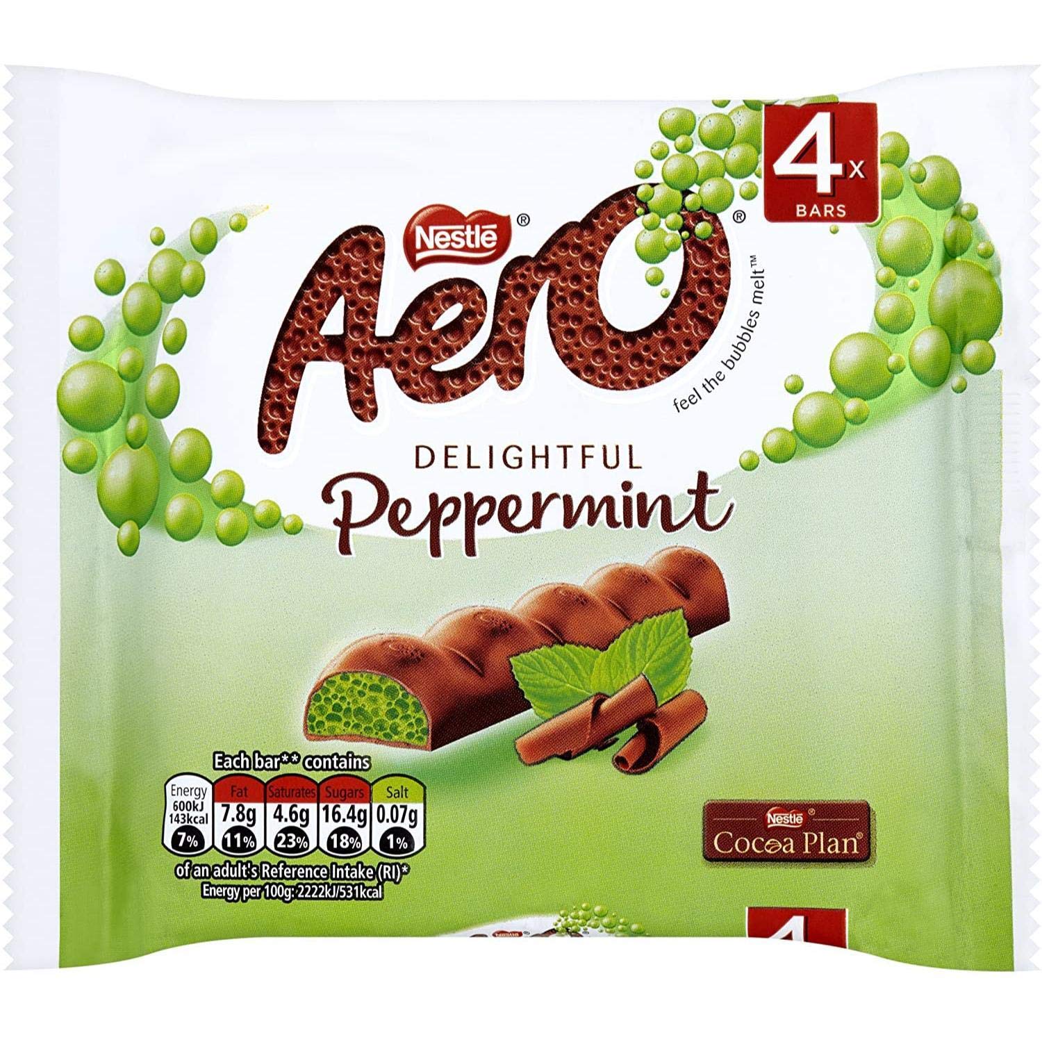 Aero Peppermint Bubbly Bar Multipack 4 x 27g - Pack of 2