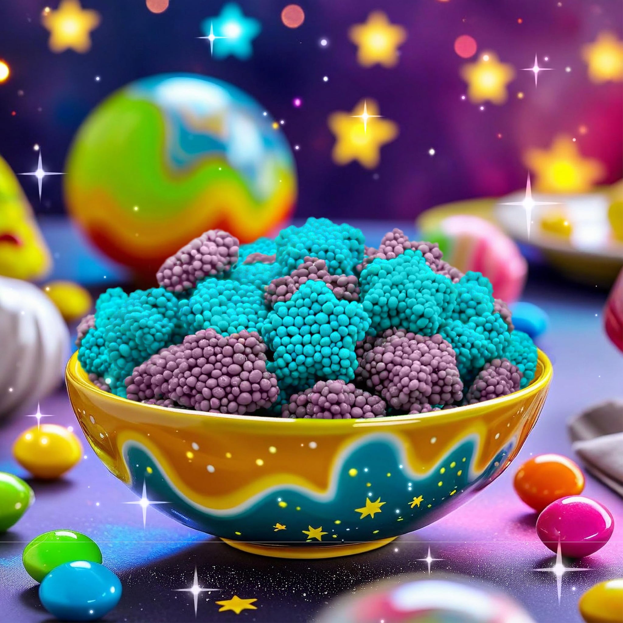 Crunchy Gummy Candy - 1.5 Pound Bag - Chewy Gummy Stars Candy with Crispy Shell - Space Candies in Berry Flavors by Cosmo Clusters for Party Favors