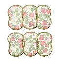 Bright Habits Sponge Set in Strawberry Farm Red, 6 Pack Super Absorbent Washable Reusable Cleaning Sponges Made from Recycled Materials, Durable Eco
