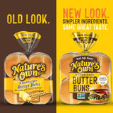 Nature's Own Butter Buns Hamburger Buns, Non-GMO Hamburger Buns, 8 Count