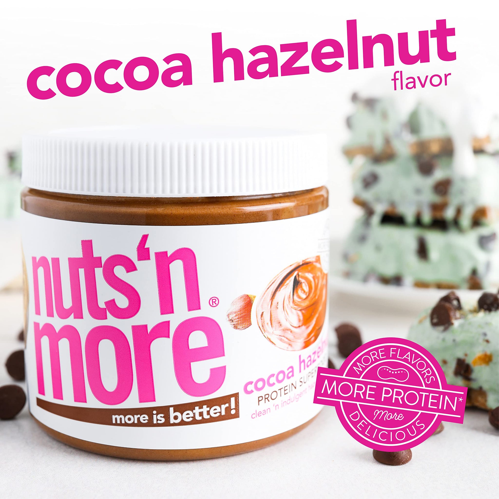 Nuts ‘N More Cocoa Hazelnut Butter Spread - High Protein, Low Carb, Low Sugar, Gluten Free, Non-GMO, All-Natural Keto Nut Butter Snack (15oz Jar)