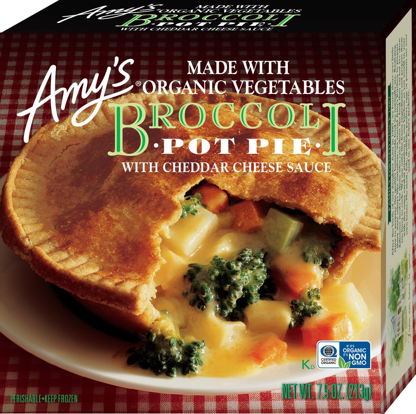 Amy's Frozen Meals, Broccoli Pot Pie, Made With Organic Vegetables, Microwave Meal, 7.5 Oz