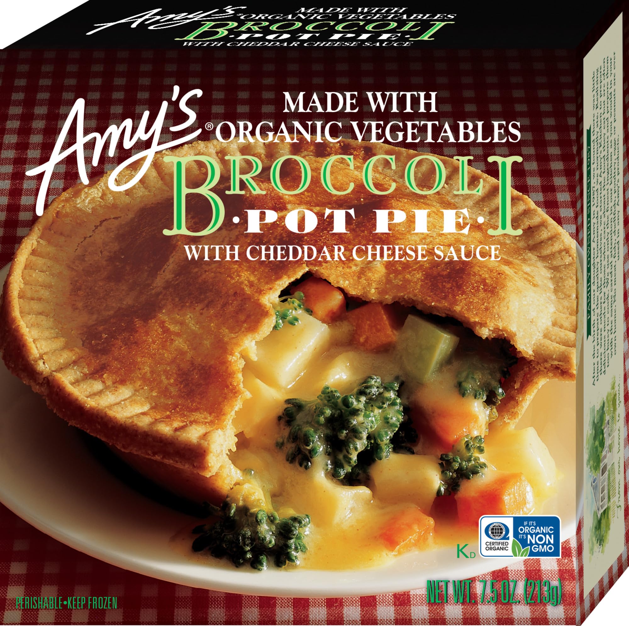Amy's Frozen Meals, Broccoli Pot Pie, Made With Organic Vegetables, Microwave Meal, 7.5 Oz