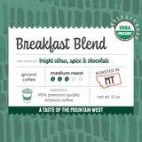 City Brew Organic Breakfast Blend - Medium Roast Ground Coffee - 12 oz