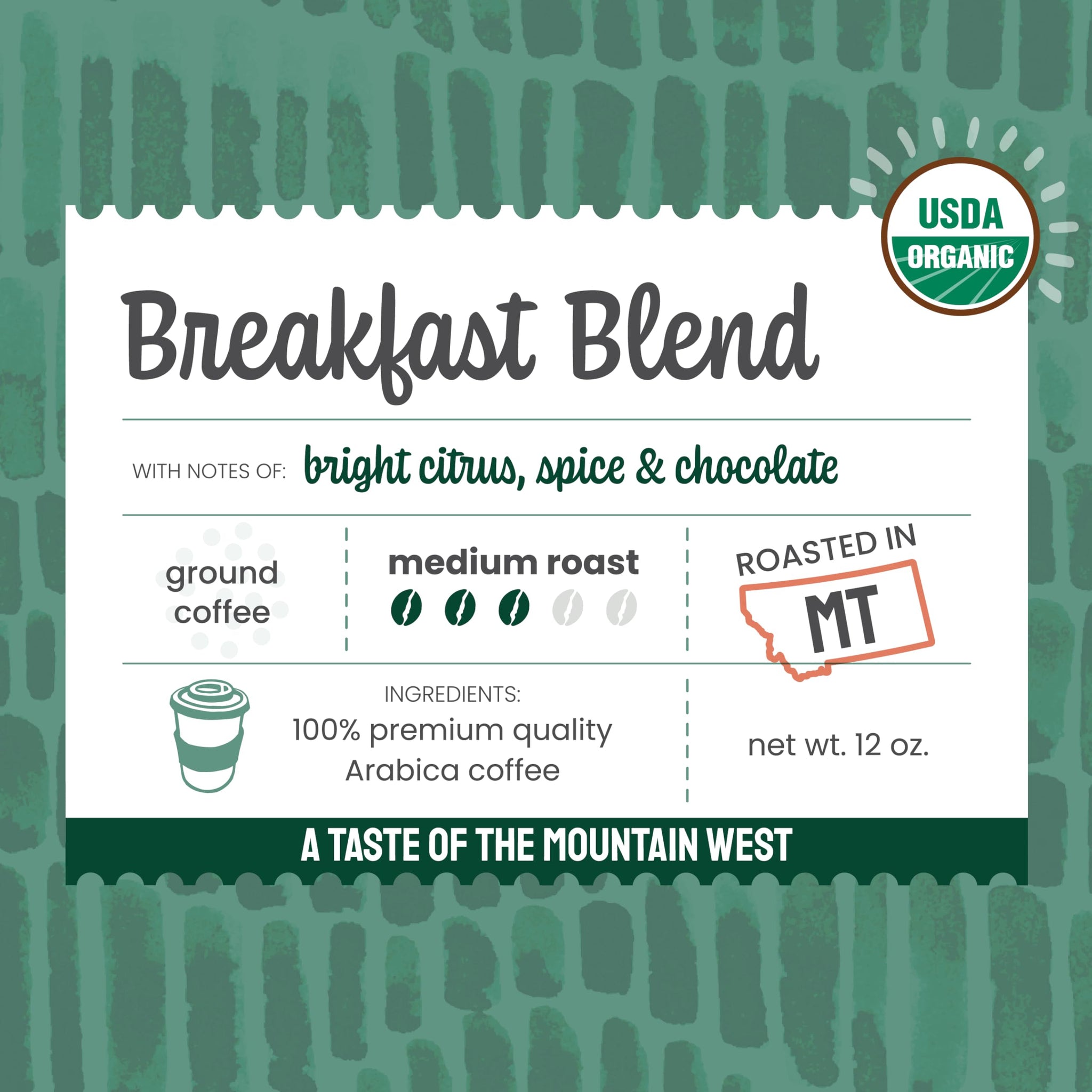 City Brew Organic Breakfast Blend - Medium Roast Ground Coffee - 12 oz