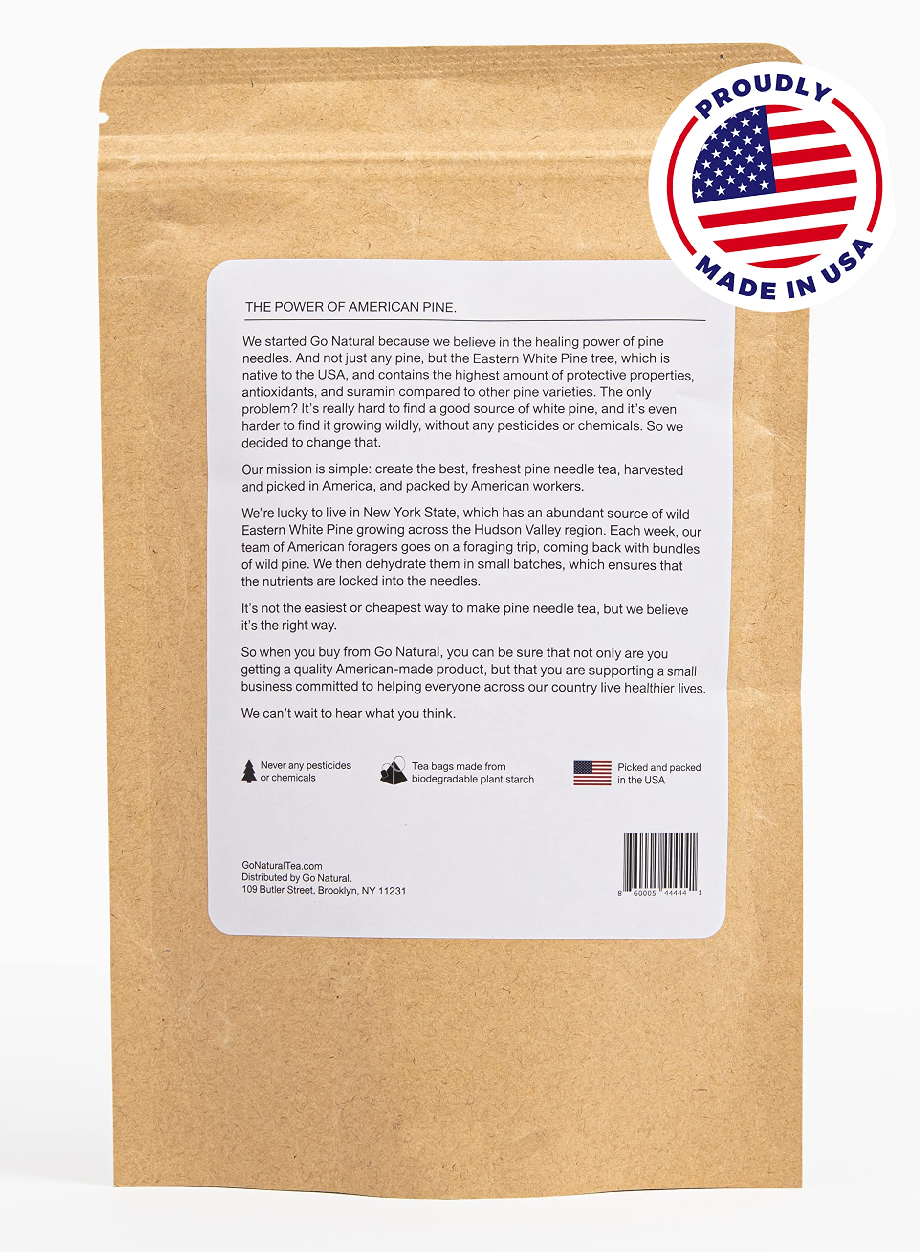Pine needle tea, wild-foraged in the USA, picked from northern white pines | Protects against infection, strengthens immunity, high in antioxidants