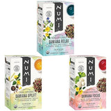Numi Organic Damiana Herbal Tea Variety Pack - Relax, Focus & Uplift with Damiana, Butterfly Pea Flower, Lemon Balm, Gingko (Pack of 3), 16 Count