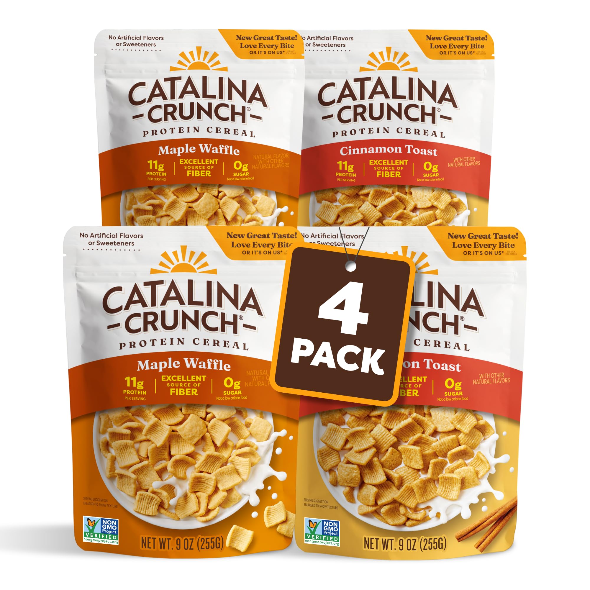 Catalina Crunch Protein Cereal | Sugar Free Breakfast Cereal with 11g of Protein | Gluten Free, Keto Friendly | Variety Pack Cinnamon Toast & Maple