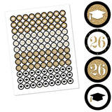 Big Dot of Happiness 2026 Gold Graduation Party Round Candy Sticker Favors - Labels Fit Chocolate Candy (1 Sheet of 108)