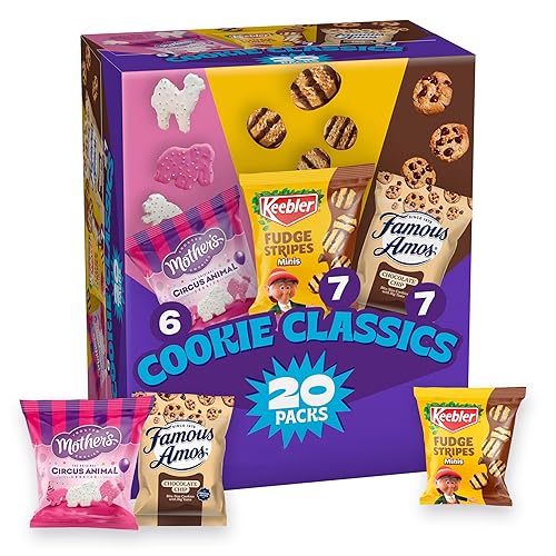 Assorted Cookie Classics Variety Pack - Mother’s Circus, Keebler Fudge Stripes & Famous Amos, 20 Pouch Box, 20 oz