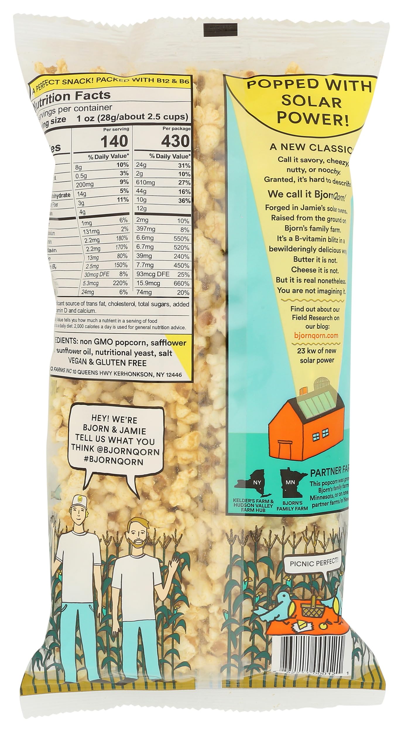 Bjornqorn, Popcorn Sun Popped Classic, 3 Ounce