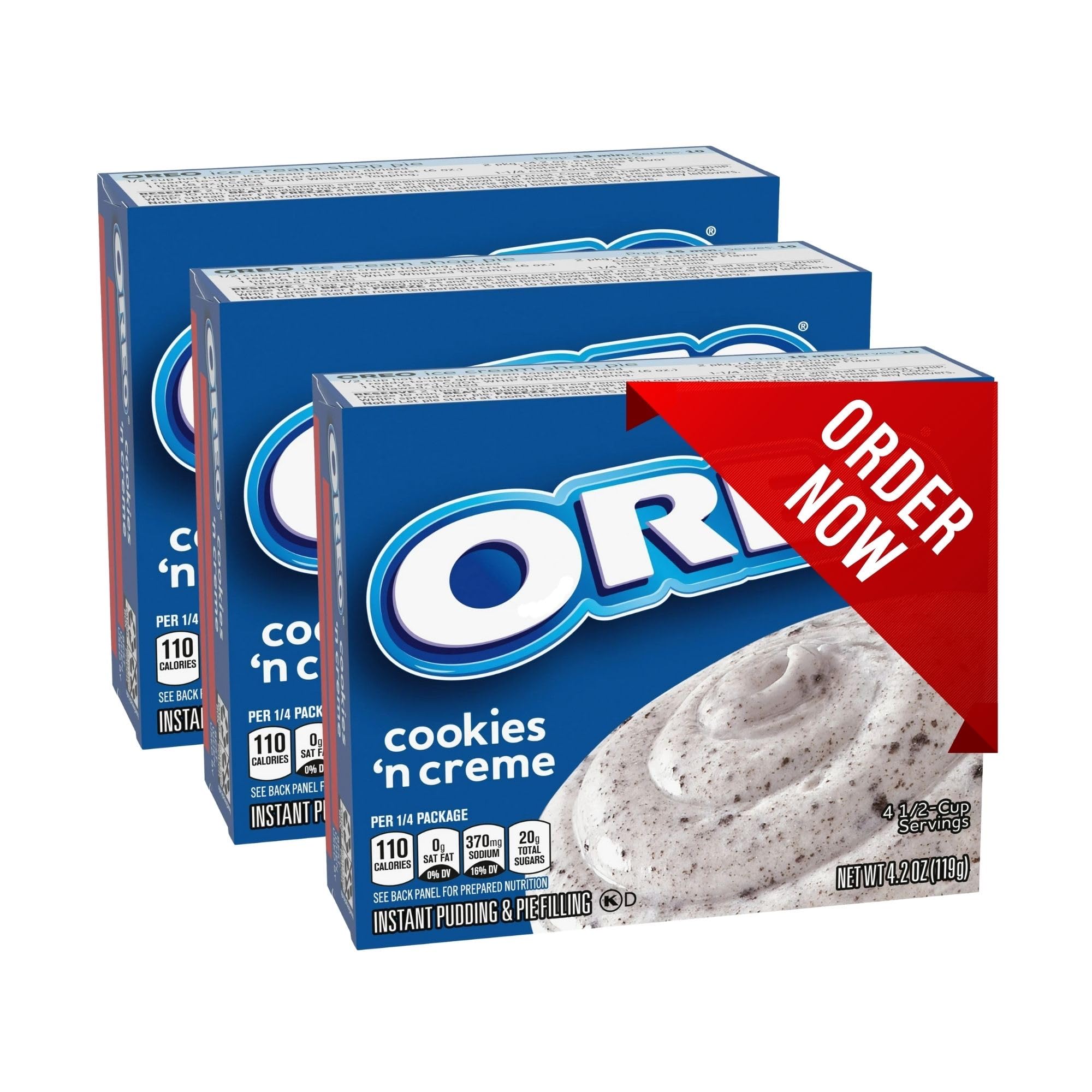 Jello Oreo’s Cookies and Cream Instant Pudding & Pie Filling Mix 4.2 oz (Pack of 3)