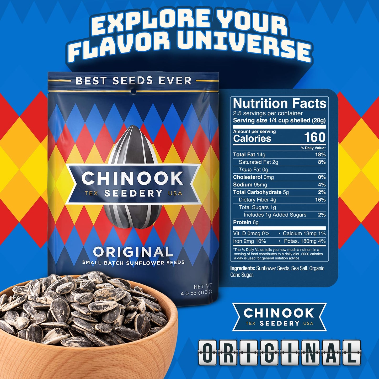 Chinook Seedery Roasted Sunflower Seeds - Jumbo Seeds Keto Snacks - Best For Snack Packs - Gluten Free, Non GMO Snack Food Gifts - 4 Ounce (Pack of 3)
