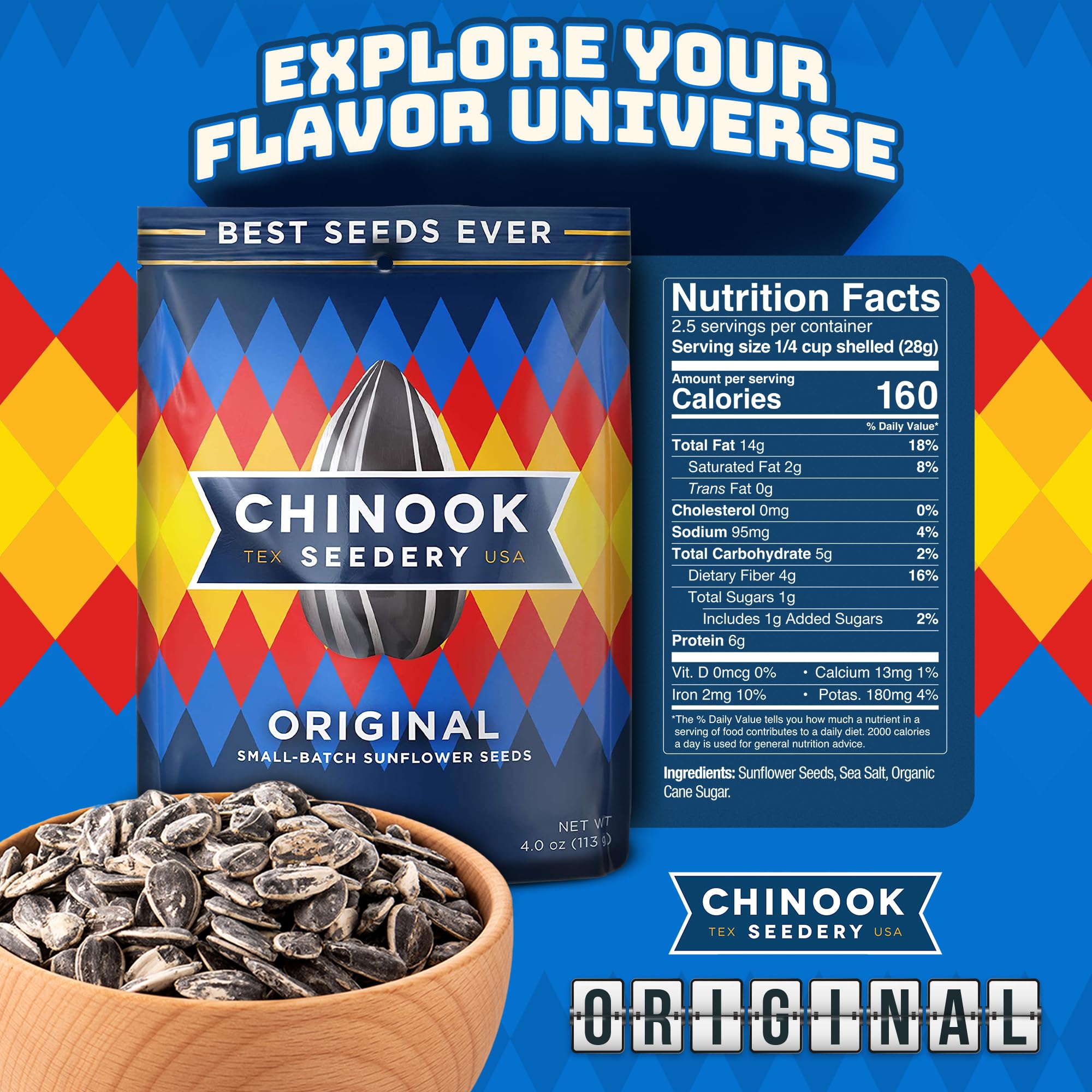 Chinook Seedery Roasted Sunflower Seeds - Jumbo Seeds Keto Snacks - Best For Snack Packs - Gluten Free, Non GMO Snack Food Gifts - 4 Ounce (Pack of 3)