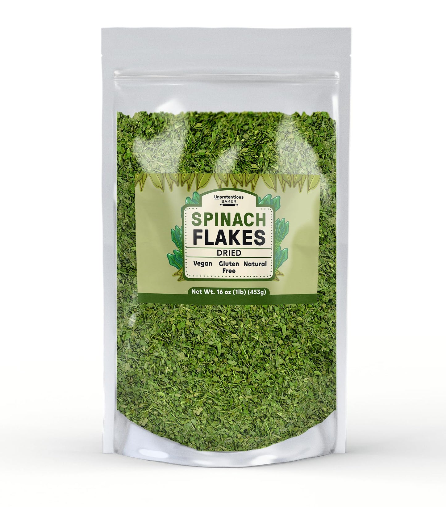 Unpretentious Spinach Flakes, 1 lb, Dried Spinach, Add to Breads, Seasoning & Soups